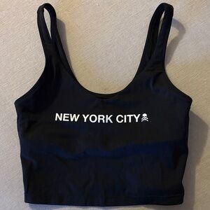 SoulCycle Black Sports Bra with New York City Print